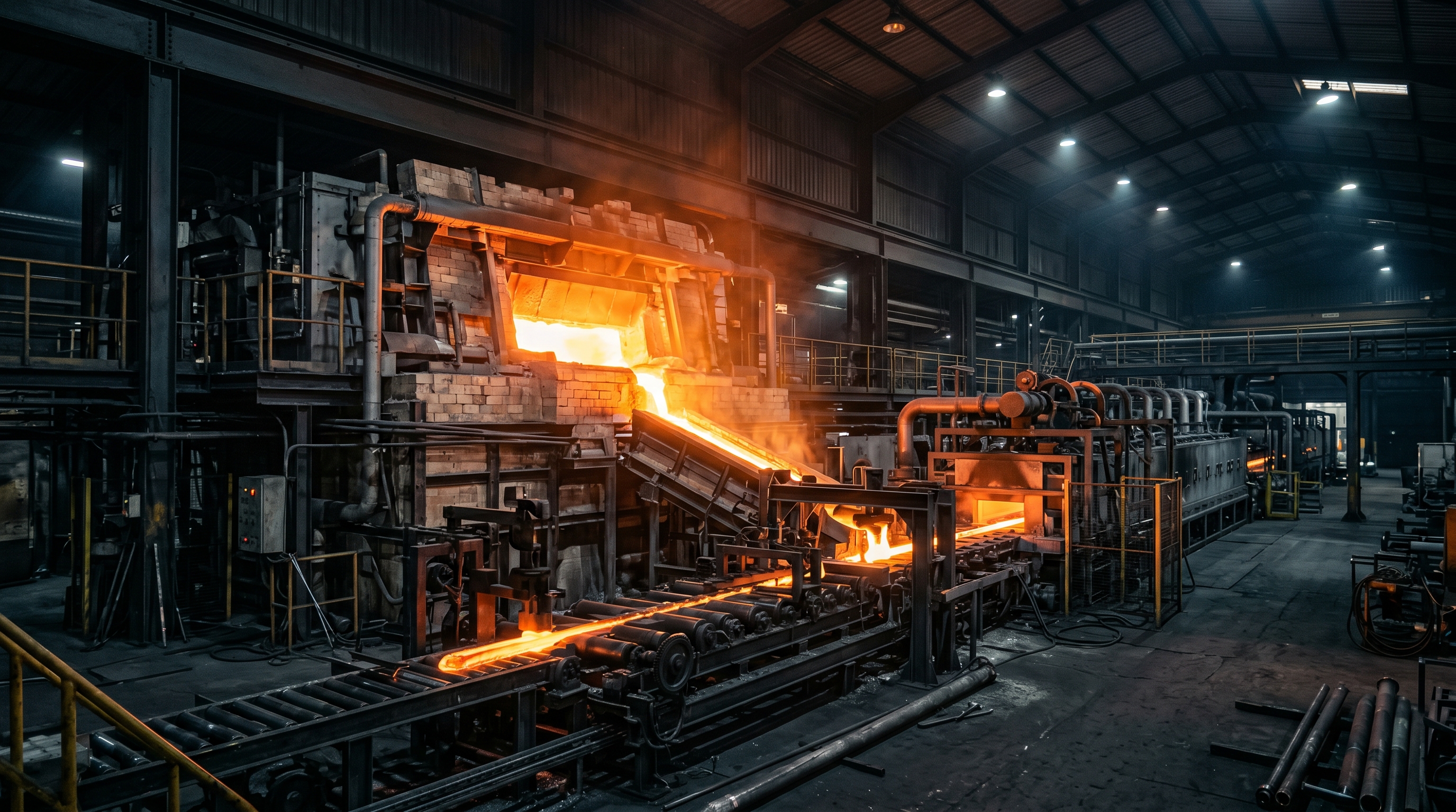 Energy-intensive industry — glass furnace with molten glass